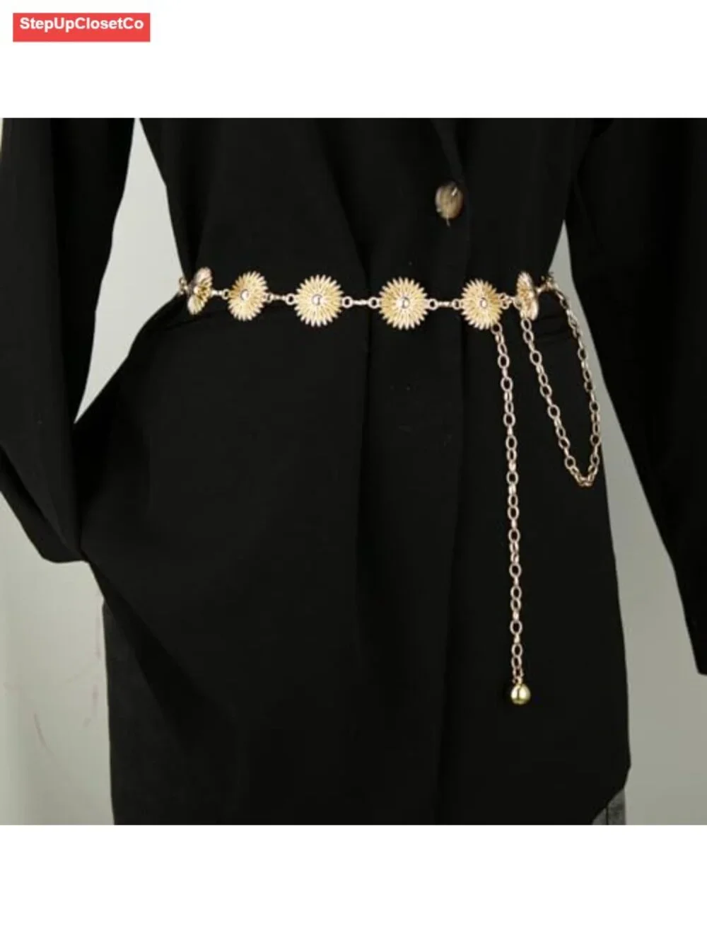 Zinc Alloy Hollow Daisy Chain Belt for Women